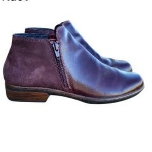 40 NAOT Helm Bordeaux Leather Violet Wine Red Nubuck Ankle Boot Shoe Women 9 9.5